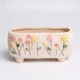 Plain Burning Hand-painted Flower Pot Succulent Bonsai Small Wholesale Stoneware Ceramic Flower Pot