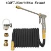 1pc High Pressure Thickened Car Washing Hose; Garden Water Pipe Metal Water Gun Nozzle; Retractable Water Hose Car Washing Tool Set - 100FT-30m Extend