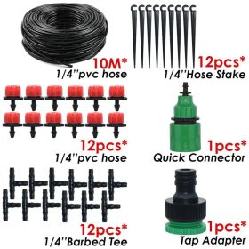 1pc Automatic Micro Drip Irrigation Watering System Kit Hose Home Garden & Adjustable Drippers Greenhouses Potted Grows - 10m Single Outlet Suit