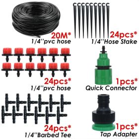 1pc Automatic Micro Drip Irrigation Watering System Kit Hose Home Garden & Adjustable Drippers Greenhouses Potted Grows - 20m Single Outlet Suit