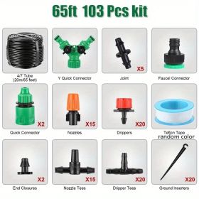 1 Set DIY Garden Drip Irrigation Hoses; Garden Watering System For Adjusting The Amount Of Drip Irrigation Spray; Saving Water And Time - 20m Suit