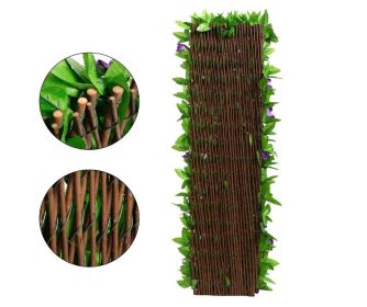 Simulation fence leaves wooden fence Retractable fence fake plant fence Garden yard decoration fence - Garden patio decorative fence-70*22*2CM