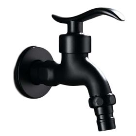 Black Wall Mounted Basin Tap Washing Machine Faucet Kitchen Faucet Brass Single Cold Water Tap G 1/2" - Default