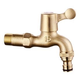 Antique Lengthen Mop Pool Faucet Car Washing Connection Garden Faucet Wall Mounted Brass Single Cold Water Tap - Default