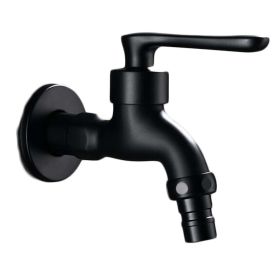 Black Wall Mounted Washing Machine Faucet Kitchen Faucet Basin Tap Brass Single Cold Water Tap G 1/2" - Default