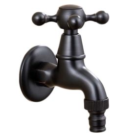 Black Washing Machine Faucet Antique Kitchen Faucet Wall Mounted Basin Tap Brass Single Cold Water Tap G 1/2" - Default
