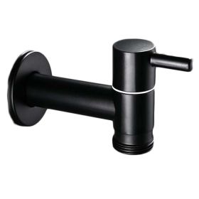 Black Modern Style Wall Mounted Basin Tap Washing Machine Faucet Kitchen Faucet Brass Single Cold Water Tap G 3/4" - Default