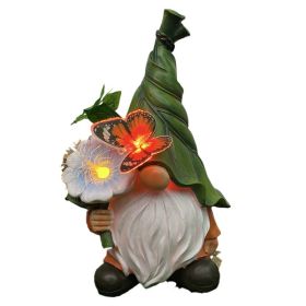 Solar Garden Outdoor Statues, Resin Gnome Statue Outdoor Decor - Green