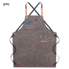 Durable Work Apron with Tool Pockets Heavy Duty Unisex Canvas Adjustable Cross-Back Straps Apron For Carpenter Painting Home BBQ - China - Basic Grey