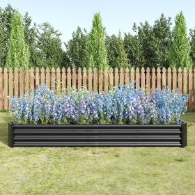 Raised Garden Bed Kit - Metal Raised Bed Garden7.6x3.7x0.98ft for Flower Planters;  Vegetables Herb Black - Black
