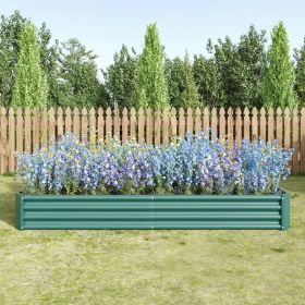 Raised Garden Bed Kit - Metal Raised Bed Garden7.6x3.7x0.98ft for Flower Planters;  Vegetables Herb Black - Green