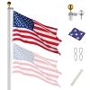 20ft Sectional Al Flag Pole w/US Flag Ball - as picture