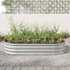 Raised Garden Bed Outdoor, Oval Large Metal Raised Planter Bed for for Plants, Vegetables, and Flowers - Silver - as Pic