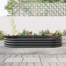 Raised Garden Bed Outdoor, Oval Large Metal Raised Planter Bed for for Plants, Vegetables, and Flowers - Black - as Pic