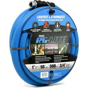 AG-Lite Rubber Hot & Cold Water Rubber Garden Hose: Ultra-Light & Super Strong - 2X the water flow than 5/8" hose (1"x 50') - BSALONE50 - Blubird