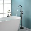 Double Handle Floor Mounted Clawfoot Tub Faucet - as Pic