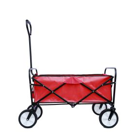 Folding Wagon Garden Shopping Beach Cart (Red) - Red