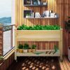 Wood Elevated Planter Bed with Lockable Wheels Shelf and Liner - Natural Wood