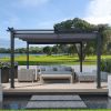 13 x 10 Ft Outdoor Patio Retractable Pergola - Gray