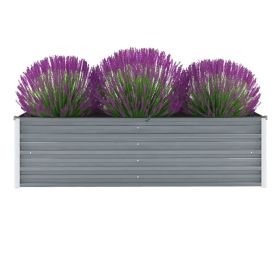 Garden Raised Bed Galvanized Steel 63"x15.7"x17.7" Gray - Grey