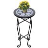 Mosaic Side Table Plant Table Black White - Black