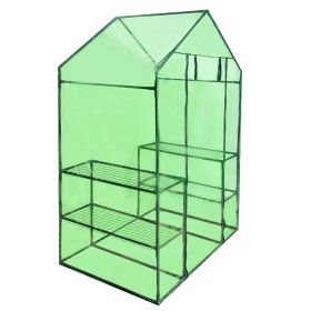 Walk-in Greenhouse with 4 Shelves - Green