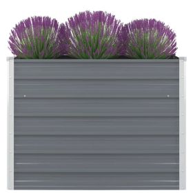 Raised Garden Bed 39.4"x39.4"x30.3" Galvanized Steel Gray - Grey