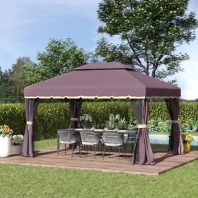 10ft x 13ft Patio Gazebo-Coffee-AS - as picture