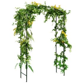Garden Arch Arbor Trellis with Gate Patio Plant Stand Archway - Black