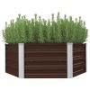 Raised Garden Bed Brown 50.8"x50.8"x18.1" Galvanized Steel - Brown