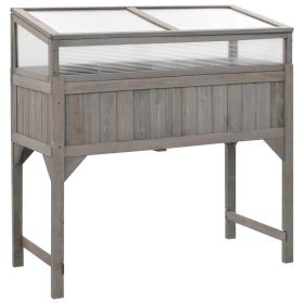 Raised Bed with Greenhouse 43.3"x21.3"x47.2" Solid Fir Wood - Grey