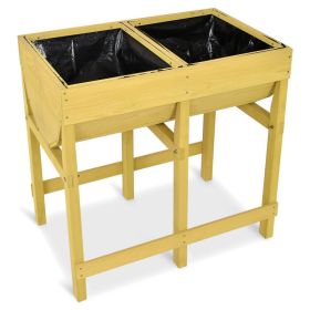 Raised Wooden Planter Vegetable Flower Bed with Liner - as show