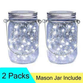 2x Solar Mason Jar Lid Insert Fairy String Light 20 LED Jar Include Garden Decor - Plastic