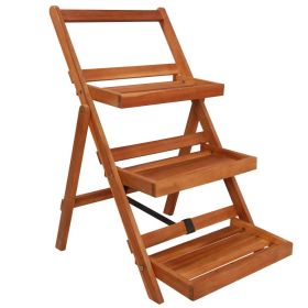 3-Tier Plant Stand 19.7"x24.8"x31.5" Solid Acacia Wood - Brown