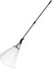 Garden Leaf Rake Adjustable Lightweight 62.6". Telescopic Metal Rake - KM3622