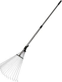 Garden Leaf Rake Adjustable Lightweight 62.6". Telescopic Metal Rake - KM3622