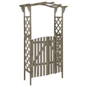 Pergola with Gate 45.7"x15.7"x80.3" Gray Solid Firwood - Grey