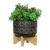 7" SWIRL PLANTER ON STAND, BLACK - as Pic