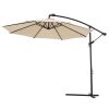 10 FT Solar LED Patio Outdoor Umbrella Hanging Cantilever Umbrella Offset Umbrella Easy Open Adustment with 24 LED Lights - tan - W41917533