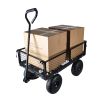 Wagon Cart Garden cart trucks make it easier to transport firewood - Black