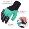Waterproof Garden Gloves With Claws For Yard Work - Green - 2 pair