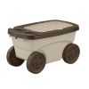 Outdoor Rolling Garden Scooter with Wheels & Pull Strap, Light Taupe - Light Taupe