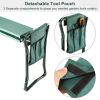 Foldable Garden Kneeler Seat with Kneeling Soft Cushion Pad Tools Pouch Portable Gardener - Green