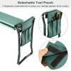 Foldable Garden Kneeler Seat with Kneeling Soft Cushion Pad Tools Pouch Portable Gardener - Green