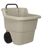 15 Gallon Resin Rolling Lawn and Utility Cart with Retractable Handle - beige