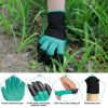 Waterproof Garden Gloves With Claws For Yard Work - Green - 1 pair