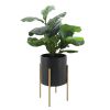 S/2 PLANTER W/ LINES ON METAL STAND, BLACK/GOLD - as Pic