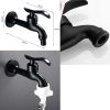 Black Lengthen Washing Machine Faucet Wall Mounted Basin Tap Kitchen Faucet Brass Single Cold Water Tap G 3/4" - Default