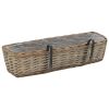 Balcony Planter 2 pcs Wicker with PE Lining 23.6" - Brown