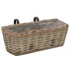 Balcony Planter 2 pcs Wicker with PE Lining 15.7" - Brown